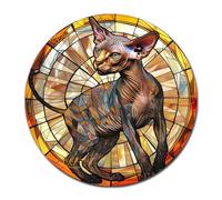 Lygond Decorative Tin Sign Mischievous Sphynx Cat for Home Offices Sphynx Cat Enthusiast Areas and Mucha Style Decor Easy Install Aluminum Bathroom Signs for Home for Patio 12×12 Inches