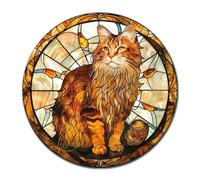 Lygond Decorative Tin Sign Peaceful Ragamuffin Cat for Home Offices Ragamuffin Cat Enthusiast Areas Inspired Decor Resistant Aluminum Bathroom Signs Decor for Club 12×12 Inches