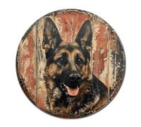 Lygond Metal Sign Tin Sign German Shepherd Dog Round Sign forMilitary Themed Spaces Garden Metal Sign for Bar 12×12 Inches