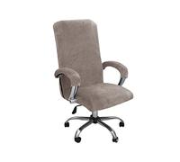 lygooh Velvet Office Chair Cover Stretch with Armrest Covers Computer Desk Armchair Cover Slipcover Replacement Washable Rotating Universal Gaming Chair Covers (Brown, Medium)