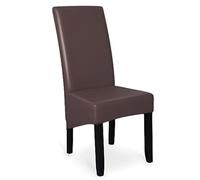 lygooh Waterproof PU Leather XL Chair Covers for Dining Chair Stretch High Back Large Chair Covers Washable Removable Seat Covers Chair Protector Slipcover for Dining Kitchen (Brown, Set Of 6)