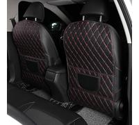 LYHCM Car Seat Back Anti Kick Pad for Ford Mustang 2011-2014, PU Leather Car Seat Back Protector Cushion Anti Dirty Interior Accessories,Black+red-long Style