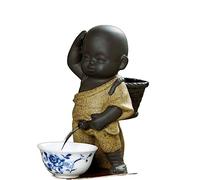 LYHHGS Tea Pets Ornament Chinese Folk Art Purple Clay Decoration Crafts Figurines Little Monk Yixing Baby Boy Spray Pee Tea Accessories (Color : B 7.8X14cm)