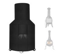 LYHNMW Patio Chiminea Cover, Waterproof Chiminea Fire Pit Cover, Heavy Duty 420D Oxford Protective Fireplace Covers with Drawstring for Outdoor Garden (Black 420d Polyester Oxford)