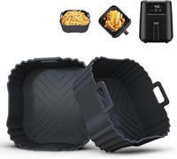 LYHOLKEER 2 Pcs Silicone Air Fryer Liners, Compatible with Chefman 2L, Quest 2.3L, COSORI 2L, Vencier 2.8L, Midea 2L, Daewoo 2L and other 2-3L Mini Air Fryers, BPA-Free Air Fryer Accessories, Reusable
