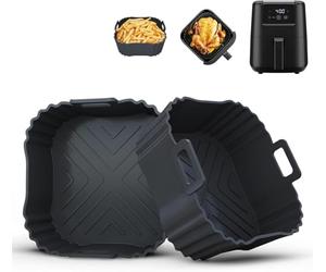 LYHOLKEER 2 Pcs Silicone Air Fryer Liners, Compatible with Chefman 2L, Quest 2.3L, COSORI 2L, Vencier 2.8L, Midea 2L, Daewoo 2L and other 2-3L Mini Air Fryers, BPA-Free Air Fryer Accessories, Reusable
