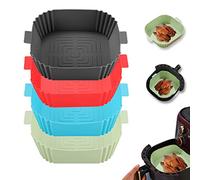 LYHOLKEER Silicone Air Fryer Liners, 4Pcs Air Fryer Silicone Reusable Liners Square,Food Safe Air Fryers Oven Accessories,Replacement Of Flammable Parchment Liner Paper,Silicone Baking Tray Pots
