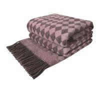 LYHome 100% LambsWool Blanket - Large Throw, Sofa & Bed Bedspread, Single Double Throws, Soft Warm Blankets for Winter Travel Picnic & Camping 55x79 in, 140x200 cm, Pink - Brown Scandinavian Rhombus
