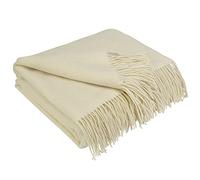 LYHome Cashmere Blanket with Merino - Wool Throw, Sofa Bed and Couch Large Bedspread, Extra Soft Warm Throws for Sofas Chairs, Single Double Size Picnic Blankets 55x79 in, 140x200 cm White Herringbone