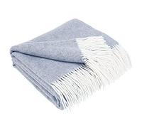 LYHome Cashmere Blanket with Merino - Wool Throw, Sofa Bed and Couch Large Bedspread, Extra Soft Warm Throws for Sofas Chairs, Single Double Size Picnic Blankets 55x79 in, 140x200 cm Blue Herringbone
