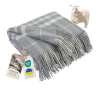 LYHome Cashmere & Merino Wool Blanket, Warm Throw for Bed & Sofa 140x200 cm | 10% Cashmere, 90% Merino, OEKO-TEX. Natural Blankets with Fringe, All-Season Throws for Car, Travel, Picnic | Grey, Tartan