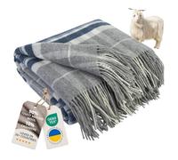 LYHome Cashmere & Merino Wool Blanket, Warm Throw for Bed & Sofa 140x200 cm | 10% Cashmere, 90% Merino, OEKO-TEX. Natural Blankets with Fringe, All-Season Throws for Car, Travel, Picnic | Grey, Tartan
