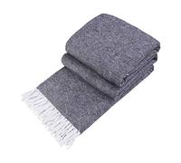 LYHome Cotton Blanket - Soft Throw for Sofas, Bed & Couch, 140x200 cm | Cosy Outdoor Blankets for Travel, Picnic & Camping. Settee Throws for Armchairs, Garden Furniture (Grey Striped Squares)