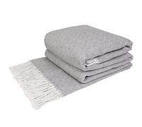 LYHome Cotton Blanket - Soft Throw for Sofas, Bed & Couch. Cosy Outdoor Blankets for Travel, Picnic & Camping. Settee Throws for Armchairs, Garden Furniture (55x79 in, 140x200 cm Grey Striped Squares)