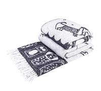 LYHome Cotton Blanket - Soft Throw for Sofas, Bed & Couch. Cosy Outdoor Blankets for Travel, Picnic & Camping. Settee Throws for Armchairs, Garden Furniture (55x79 in, 140x200 cm, Blue - White Dogs)
