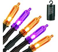 LYHOPE Orange & Purple Halloween Lights, 33ft 100 LED Halloween Decoration Lights Waterproof 8 Modes Battery Operated String Lights for Outdoor & Indoor,Tree, Wreaths, Holiday, Party Decor