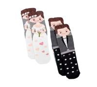 LYhsmg 2 Pairs Mr & Mrs Wedding Socks for Couples, His Hers Funny Bridal Socks, Engagement Newlywed Gift for Bride Groom Husband Wife, Soft Cotton Wedding Day Socks