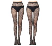 LYhsmg Spider Web Tights for Women - 2 Pairs Spider Tights Women, Halloween Tights for Women with Sheer Jacquard Fishnet, Sexy Hollow Spider Web Pantyhose for Halloween Costume Accessories