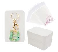 LYHURK 100 Pieces Keychain Display Cards with Self Seal Pouches, 7.5 x 12 cm, Key Chain Card Holder for Display Key Chain Cards Jewelry Packaging Accessories