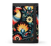LYHVSFJW 2 Polar Bears TriFold Wallet with 8 Card Slots, Slim Zipper Coin Pocket, Divided Billfold for Men Women, Polish folk art pattern, One Size, Modern