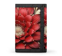 LYHVSFJW 2 Polar Bears TriFold Wallet with 8 Card Slots, Slim Zipper Coin Pocket, Divided Billfold for Men Women, Red Gold flower, One Size, Modern