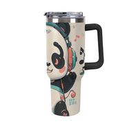 LYHVSFJW 40 Oz Tumbler with Handle Straw Panda Water Cup with Lids Stainless Steel Water Bottle Travel Insulated Mug Coffee Mug Vacuum Insulated Cup for Daily Use