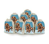 LYHVSFJW 8-Pack Drawstring Gift Bags, Party Favors Bags, Dachshund Weiner Pet Dog Burlap Bag for Weddings, Holidays & Events