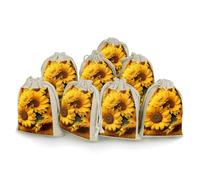 LYHVSFJW 8-Pack Drawstring Gift Bags, Party Favors Bags, Many Sunflowers Burlap Bag for Weddings, Holidays & Events