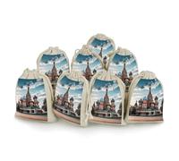 LYHVSFJW 8-Pack Drawstring Gift Bags, Party Favors Bags, St Basil Cathedral Red Square In Moscow Burlap Bag for Weddings, Holidays & Events