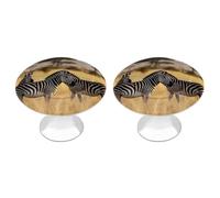 LYHVSFJW Africa Grassland Zebra 2 Pack Cabinet Knobs Drawer Pulls Decorative Stainless Steel Dresser Knobs Bathroom Furniture Cabinet Hardware for Kitchen, Door & Drawer, Wardrobe, Cupboard
