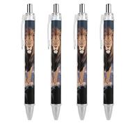 LYHVSFJW African Lion Ball Point Pen Retractable Black Ink Ballpoint Pens Super Soft Grip 0.5mm Ink Pen Medium Point Office Pens 4 PCS