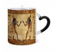 LYHVSFJW Ancient Egyptian Color Changing Mugs Heat Sensitive Coffee Mug 11 Oz Novelty Ceramic Cup with Handle Magic Cups Temperature Changing Coffee Tumblers Funny Gifts for Women Men