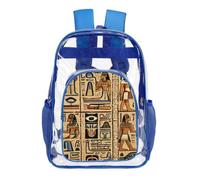 LYHVSFJW Ancient Egyptian Hieroglyph Transparent Bag Laptop Sleeve See Through Casual Backpack Large PVC Clear Backpacks, Blue, 43X32.5cm