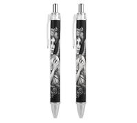 LYHVSFJW Angel Portrait Style Ball Point Pen Retractable Black Ink Ballpoint Pens Super Soft Grip 0.5mm Ink Pen Medium Point Office Pens 2 PCS