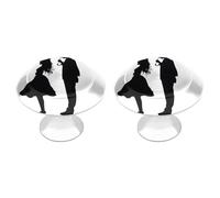 LYHVSFJW Anime Lovers Silhouette Cabinet Knobs 2 Pack Drawer Pulls Decorative Stainless Steel Dresser Knobs with 2 Screw Bathroom Furniture Hardware for Kitchen, Door & Drawer, Wardrobe, Cupboard