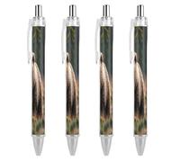 LYHVSFJW Autumn Brown Bear Ball Point Pen Retractable Black Ink Ballpoint Pens Super Soft Grip 0.5mm Ink Pen Medium Point Office Pens 4 PCS