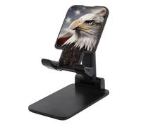 LYHVSFJW Bald Eagle US Flag Pictures Folding Cell Phone Stand Adjustable Phone Holder for Desk Portable Desktop Cellphone Stand with Anti-Slip Base Fits All Smart Phones