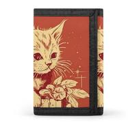 LYHVSFJW Basketball TriFold Wallet with 8 Card Slots, Slim Zipper Coin Pocket, Divided Billfold for Men Women, Cat Lying on the Box, One Size, Modern