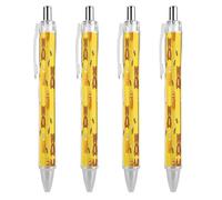 LYHVSFJW Bear Honey Jar Ball Point Pen Retractable Black Ink Ballpoint Pens Super Soft Grip 0.5mm Ink Pen Medium Point Office Pens 4 PCS