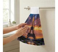 LYHVSFJW Beautiful Eiffel Tower Hanging Kitchen Towels Hand Towels Set of 2