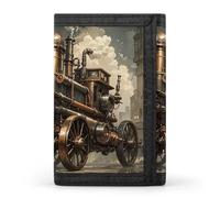 LYHVSFJW Beige Simple Doodle TriFold Wallet with 8 Card Slots, Slim Zipper Coin Pocket, Divided Billfold for Men Women, Steampunk style, One Size, Modern