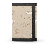 LYHVSFJW Beige Simple Doodle TriFold Wallet with 8 Card Slots, Slim Zipper Coin Pocket, Divided Billfold for Men Women, Beige Simple Doodle, One Size, Modern