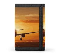 LYHVSFJW Bichon Frise Dog TriFold Wallet with 8 Card Slots, Slim Zipper Coin Pocket, Divided Billfold for Men Women, Aircraft Plane at Sunset, One Size, Modern