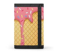 LYHVSFJW Bichon Frise Dog TriFold Wallet with 8 Card Slots, Slim Zipper Coin Pocket, Divided Billfold for Men Women, ice Cream and Waffle Pattern, One Size, Modern