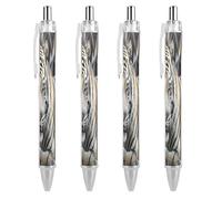 LYHVSFJW Black And White Tiger Ball Point Pen Retractable Black Ink Ballpoint Pens Super Soft Grip 0.5mm Ink Pen Medium Point Office Pens 4 PCS