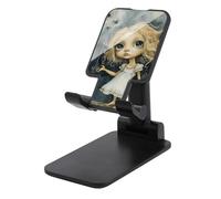 LYHVSFJW Blonde Women with Big Eyes Folding Cell Phone Stand Adjustable Phone Holder for Desk Portable Desktop Cellphone Stand with Anti-Slip Base Fits All Smart Phones