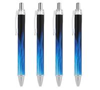 LYHVSFJW Blue Flame Ball Point Pen Retractable Black Ink Ballpoint Pens Super Soft Grip 0.5mm Ink Pen Medium Point Office Pens 4 PCS
