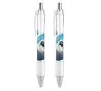 LYHVSFJW Blue Shark Ball Point Pen Retractable Black Ink Ballpoint Pens Super Soft Grip 0.5mm Ink Pen Medium Point Office Pens 2 PCS