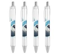 LYHVSFJW Blue Shark Ball Point Pen Retractable Black Ink Ballpoint Pens Super Soft Grip 0.5mm Ink Pen Medium Point Office Pens 4 PCS