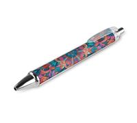 LYHVSFJW Bohemian Psychedelic Peacock Mandala Ball Point Pen Retractable Black Ink Ballpoint Pens Super Soft Grip 0.5mm Ink Pen Medium Point Office Pens 1 PCS
